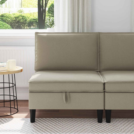 Vidaxl middelse sofa met opbergruimte zand fluweel