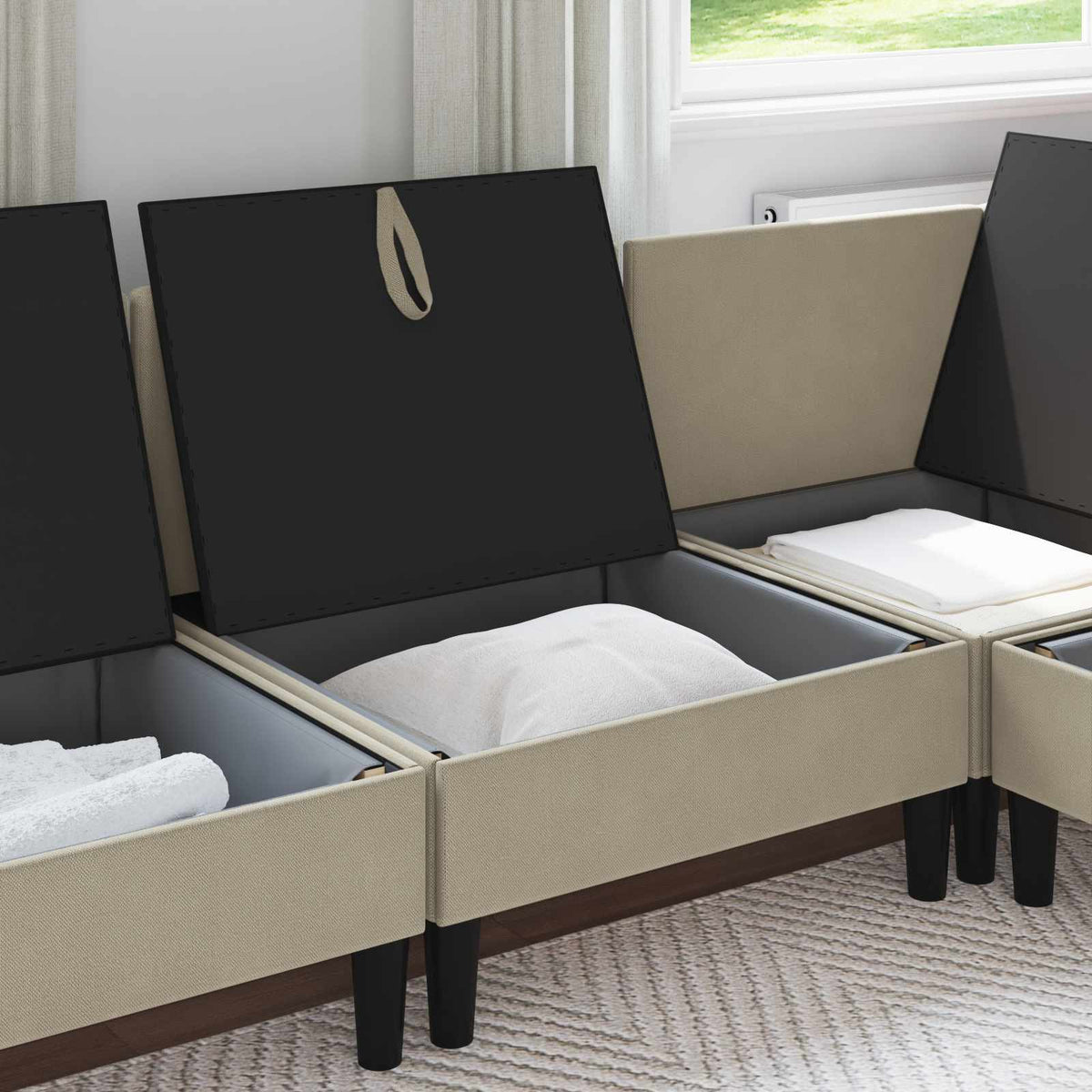 Vidaxl middelse sofa met opbergruimte zand fluweel