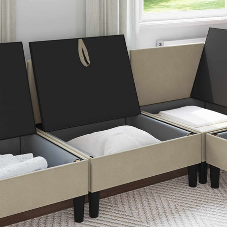 Vidaxl middelse sofa met opbergruimte zand fluweel
