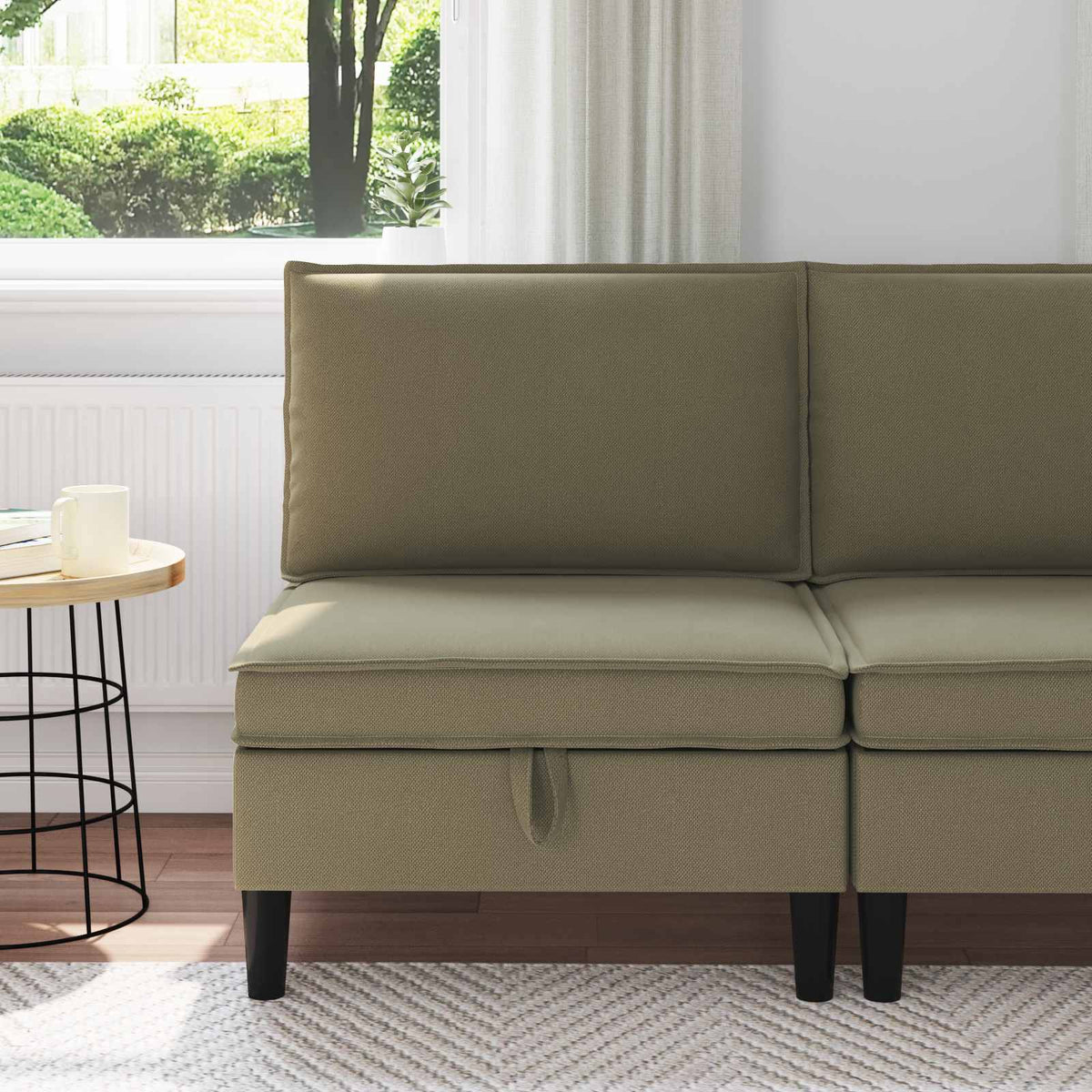 Vidaxl middelse sofa met opbergruimte kaki fluweel