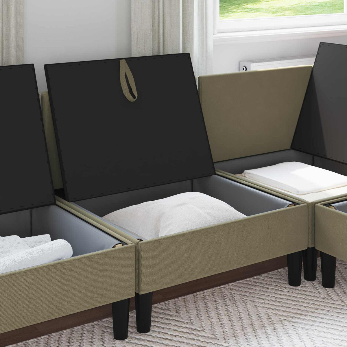 Vidaxl middelse sofa met opbergruimte kaki fluweel