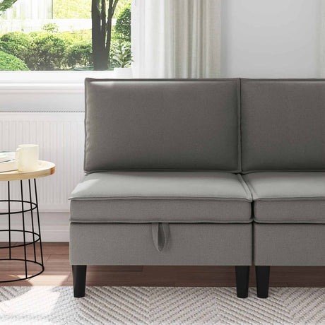 Vidaxl middelse sofa met opbergruimte donkergrijs fluweel