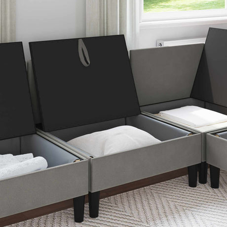 Vidaxl middelse sofa met opbergruimte donkergrijs fluweel