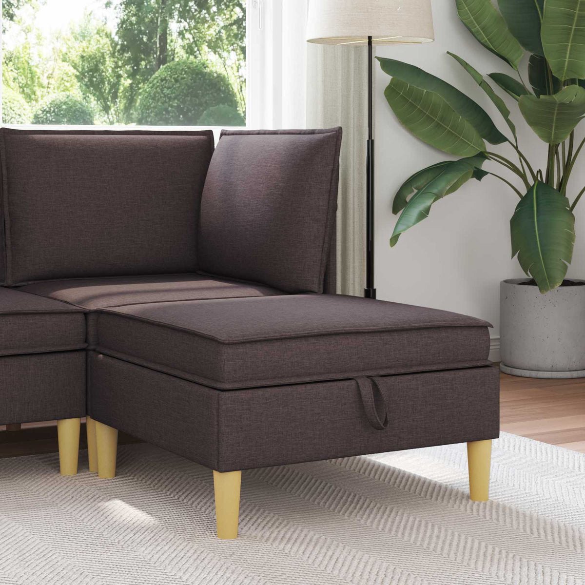 Vidaxl sofa kruk met opslag donkerbruin stof