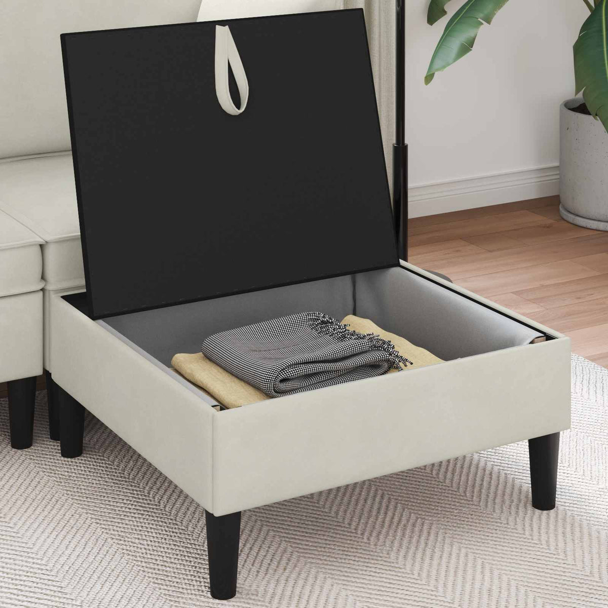 Vidaxl sofa kruk met opslag crèmekleurig fluweel