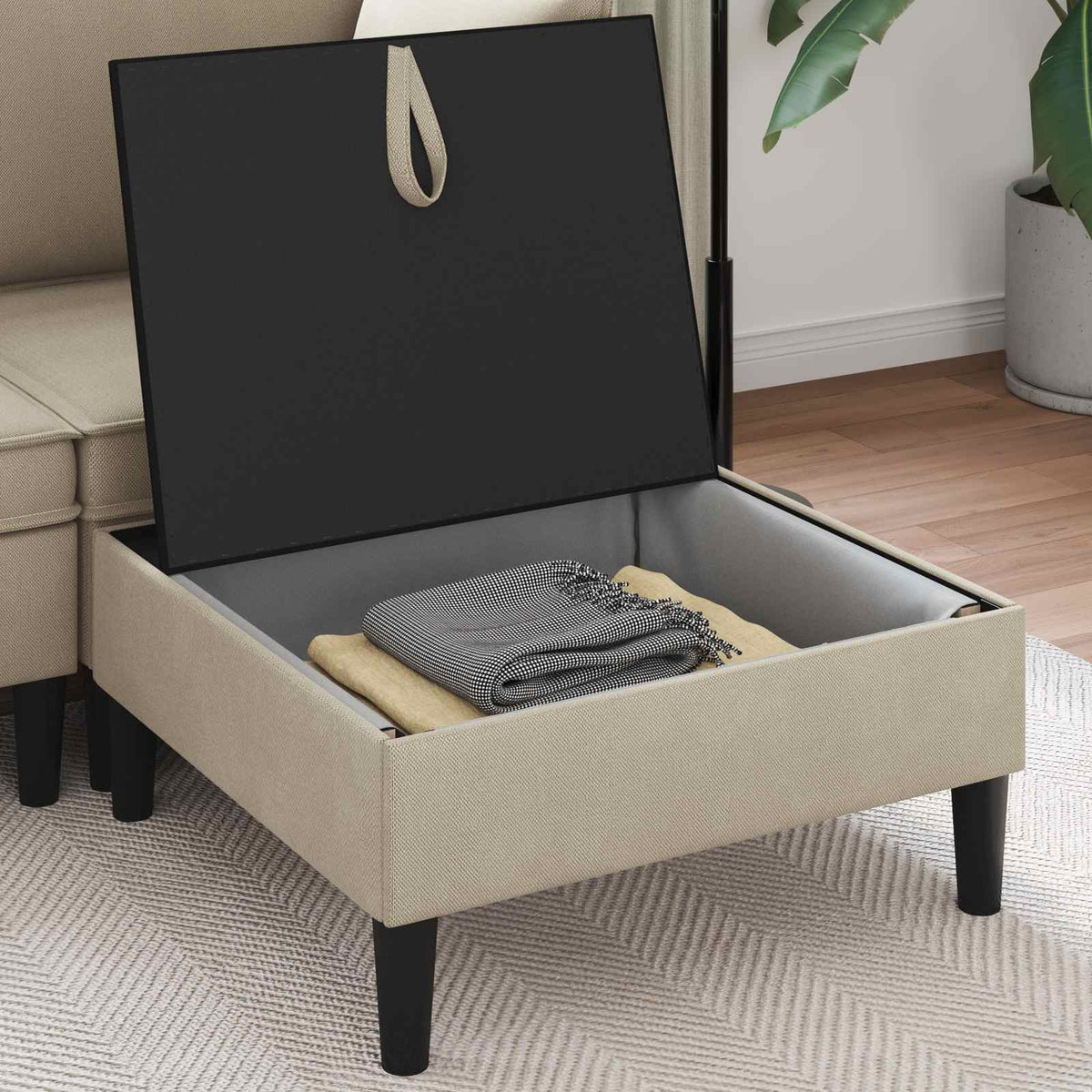 Vidaxl sofa kruk met opslag zand fluweel