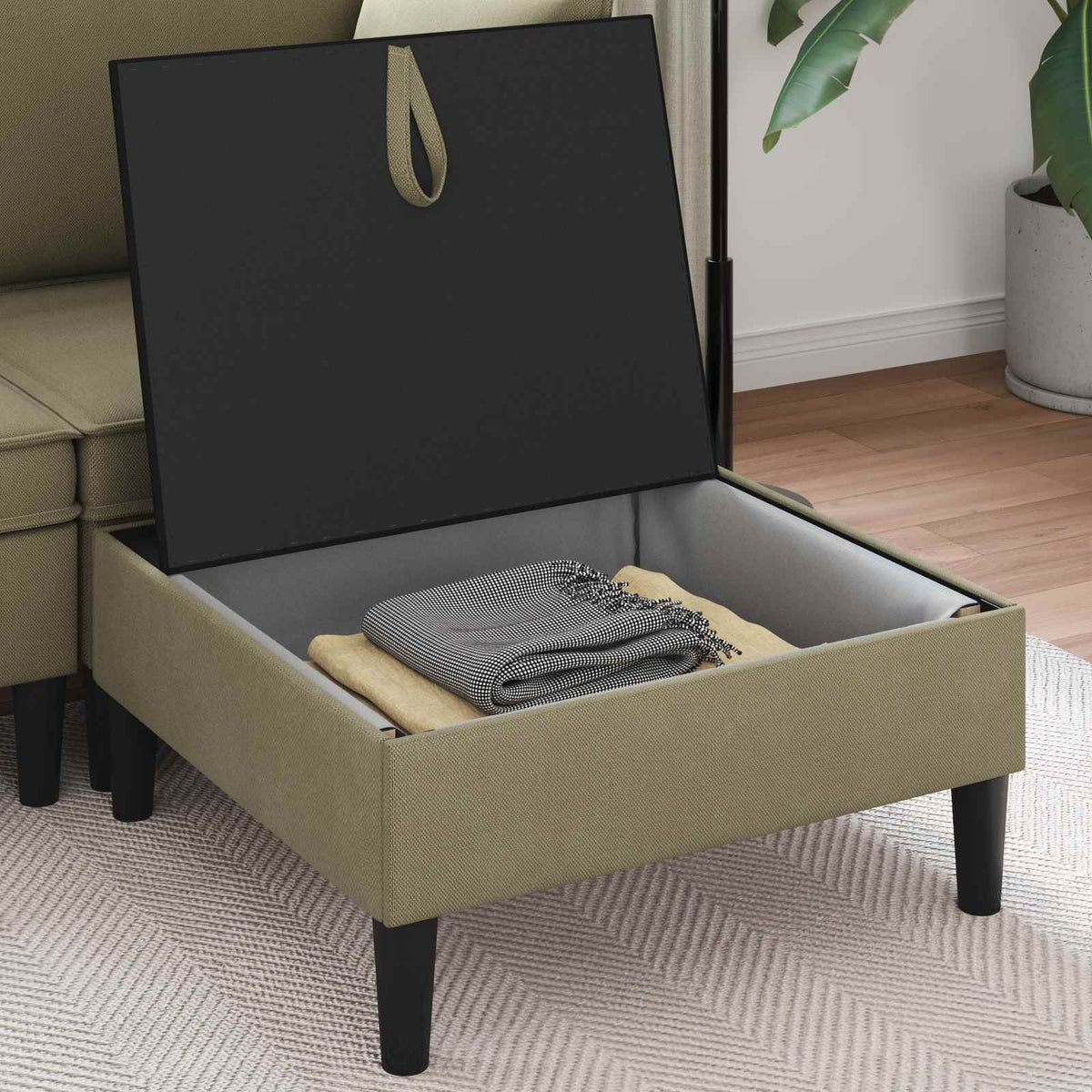 Vidaxl sofa kruk met opslag kaki fluweel