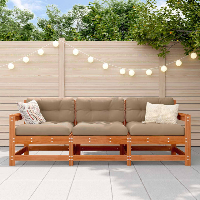 Vidaxl sectie sofa eenheden 3 stuk wasbruin massief grenenhout