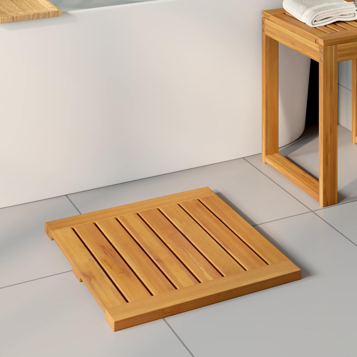 Vidaxl badmat 2 st naturel 50 x 50 cm massief acaciahout