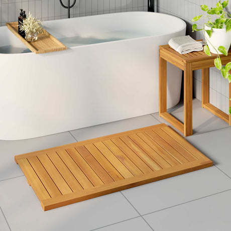 Vidaxl badmat naturel 100 x 55 cm massief acaciahout
