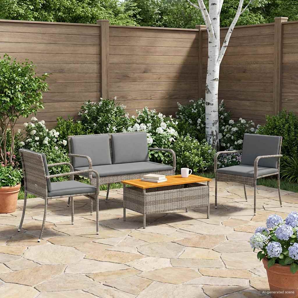 Vidaxl tuinset grijs poly rattan