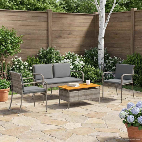 Vidaxl tuinset grijs poly rattan
