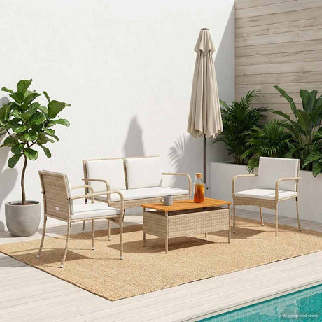 Vidaxl tuinset beige poly rattan