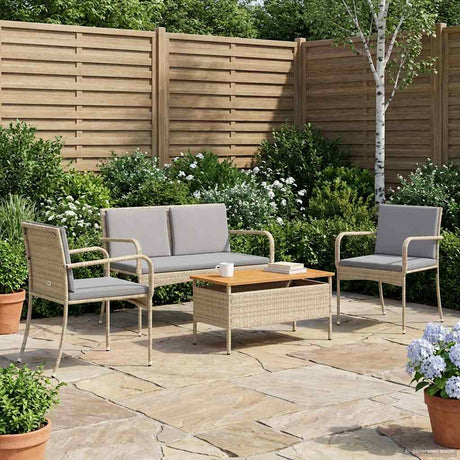 Vidaxl tuinset beige poly rattan