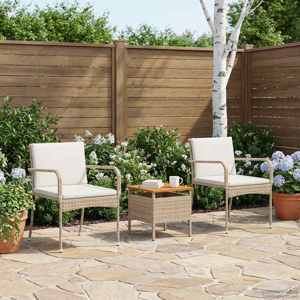 Vidaxl tuinset beige poly rattan