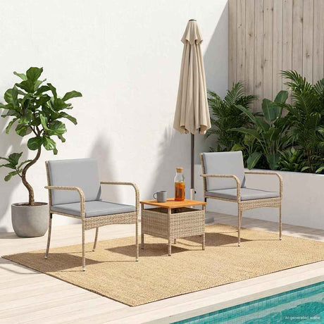 Vidaxl tuinset beige poly rattan