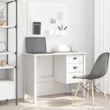 Vidaxl bureau met lades hill wit 100 x 45 x 74 cm massief grenenhout