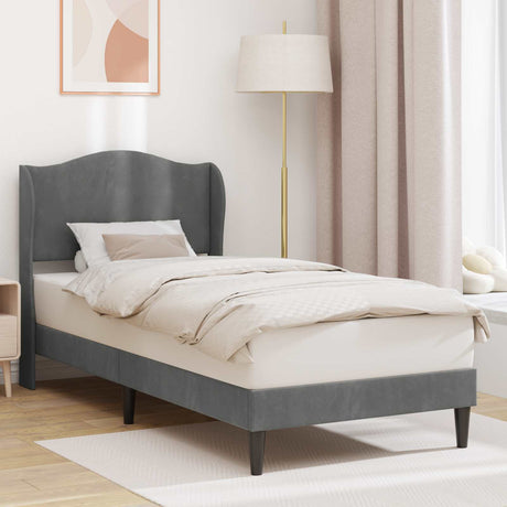 Vidaxl bedframe met hoofdeinde donkergrijs 90 x 190 cm fluweel