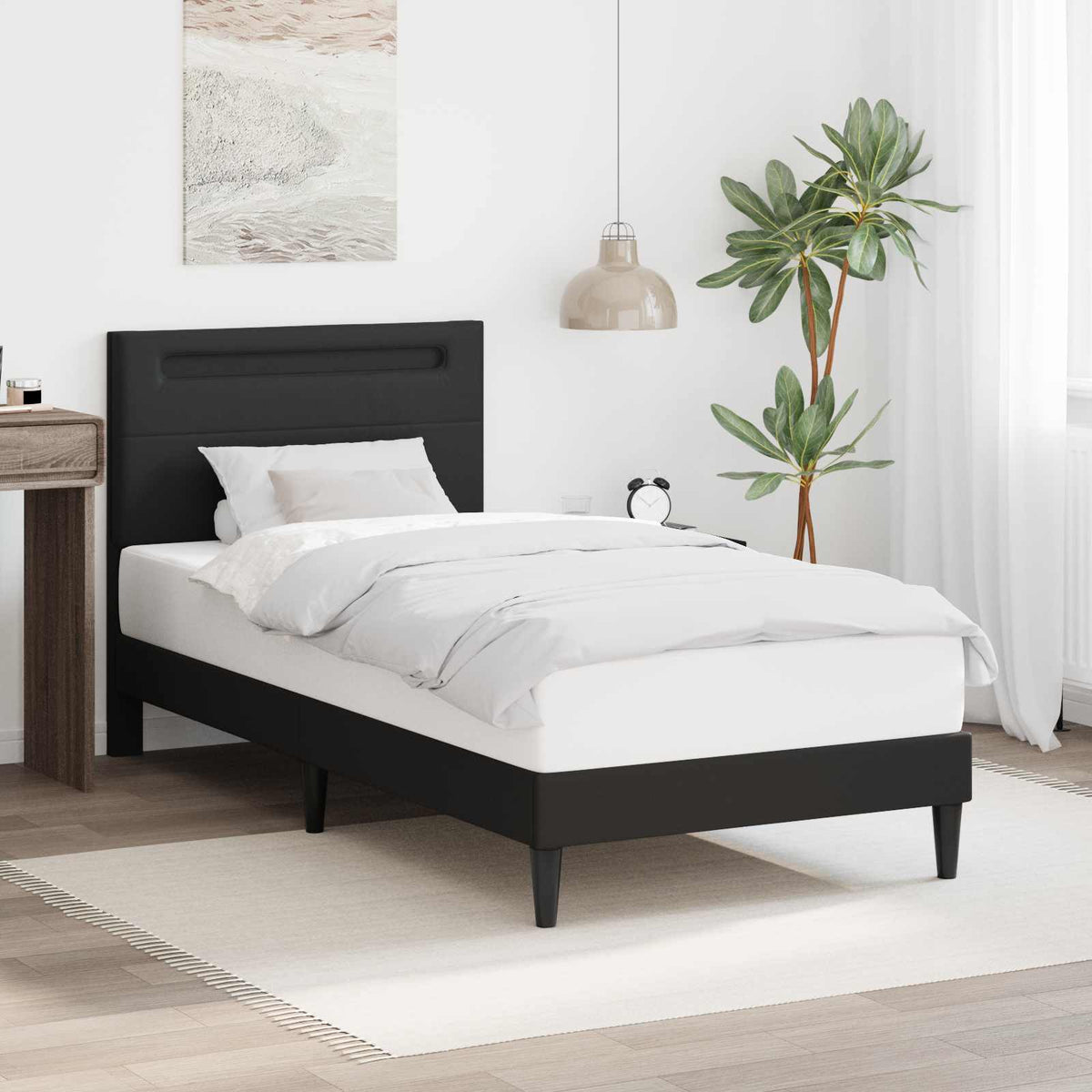 Vidaxl bedframe met led-stripverlichting zwart 90 x 190 cm kunstleer