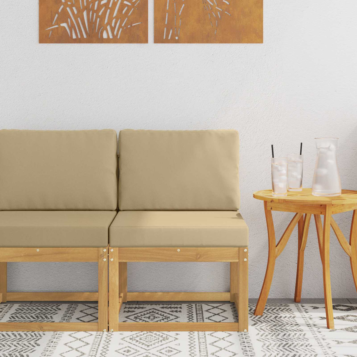 Vidaxl buiten bankenset wit en beige 59 x 63 x 73 cm