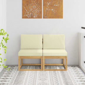 Vidaxl 2 st buiten midden sofa massief acaciahout wit