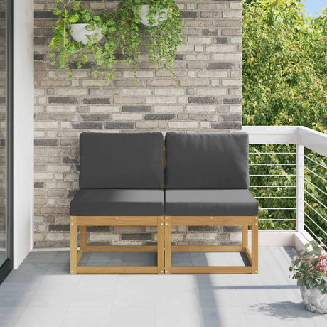 Vidaxl 2 stuk buiten midden sofa massief acaciahout wit