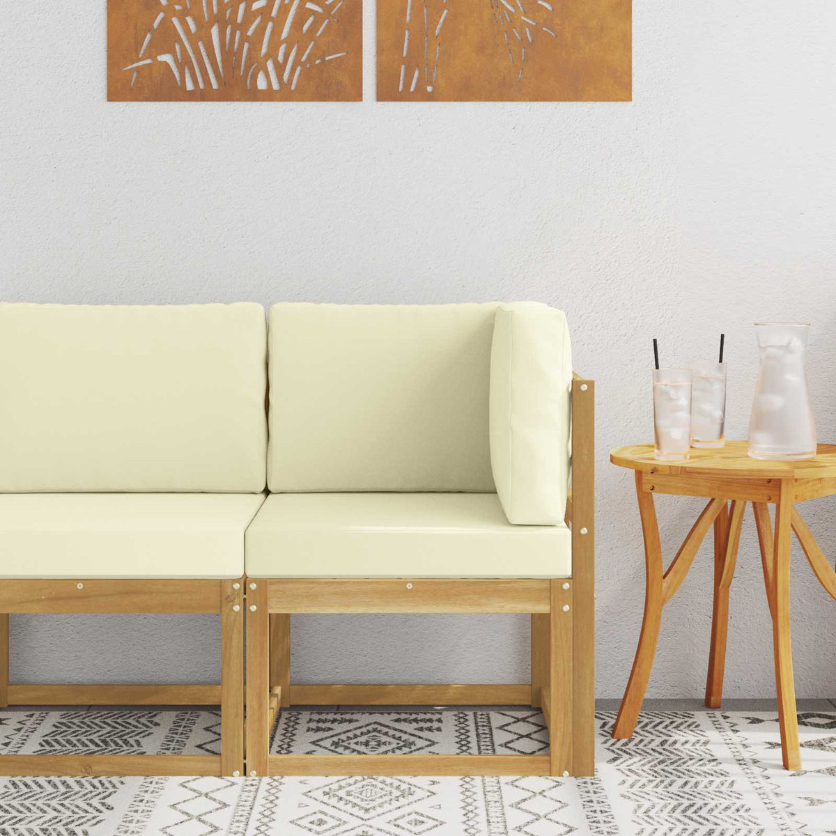 Vidaxl buiten hoek sofa massief acaciahout wit