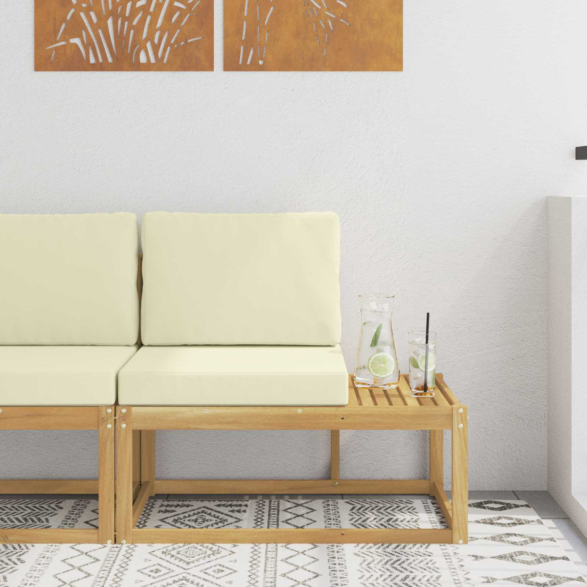 Vidaxl buiten eind sofa wit 91 x 63 x 73 cm massief acaciahout