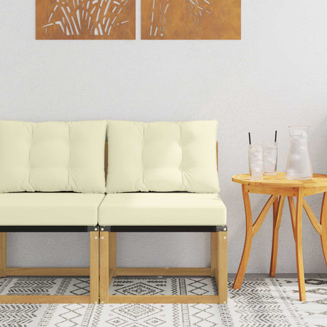 Vidaxl buiten midden sofa massief acaciahout en textilene stof wit