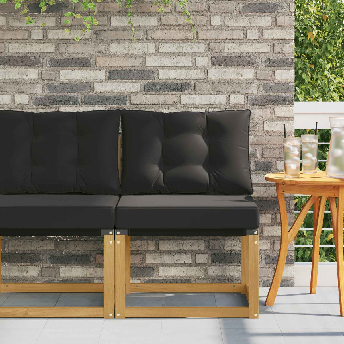 Vidaxl buiten midden sofa massief acaciahout en textilene stof wit