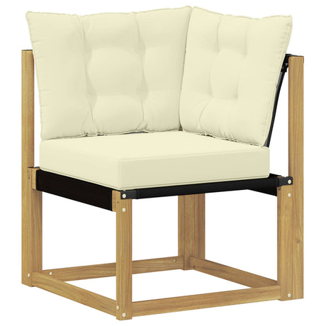 Vidaxl buiten hoek sofa massief acaciahout en textilene stof wit