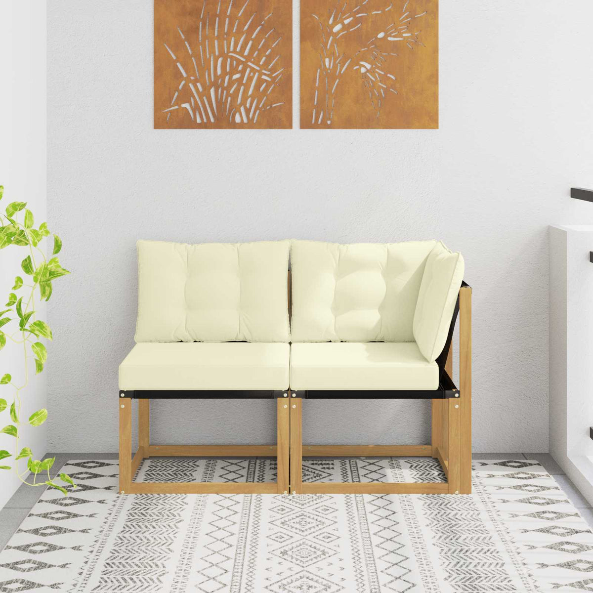 Vidaxl 2 st outdoor midden- en hoeksalon wit