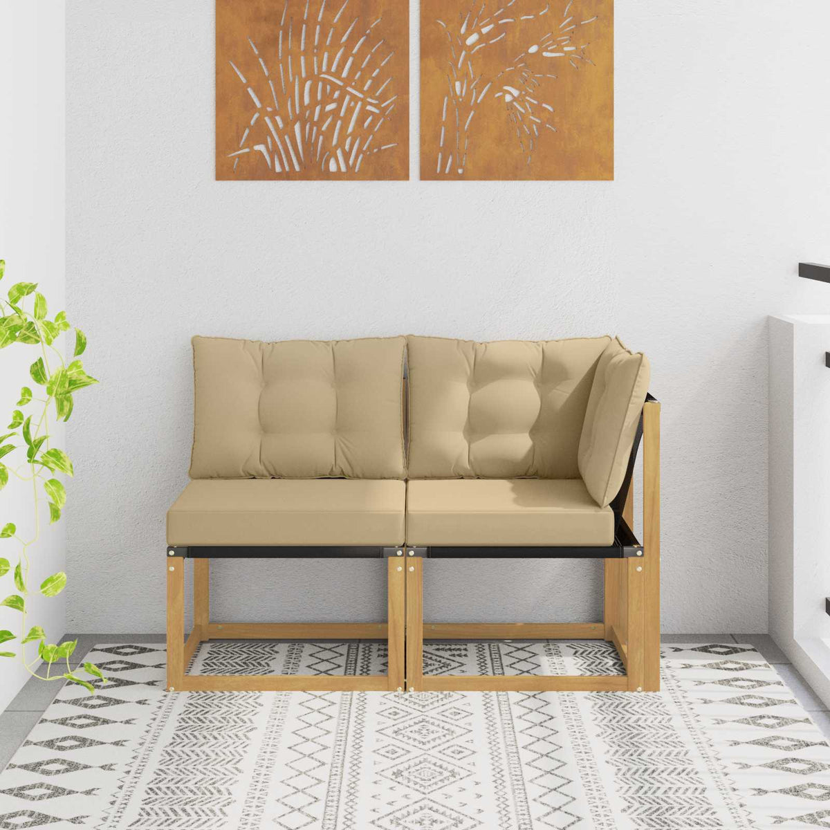 Vidaxl 2 st outdoor midden- en hoeksalon wit