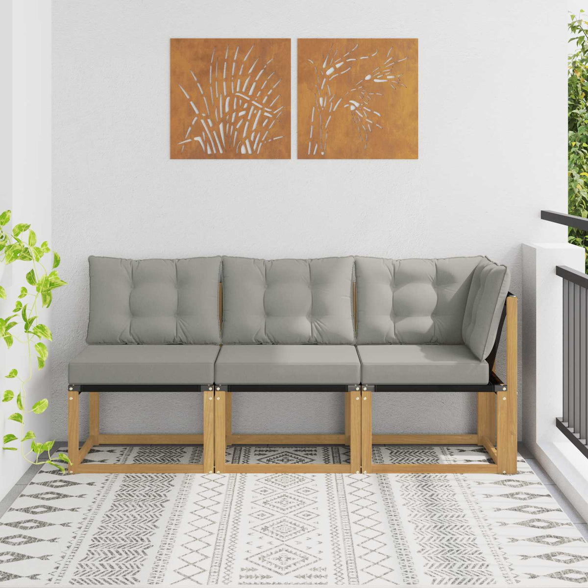 Vidaxl 3 st outdoor midden- en hoeksalon wit