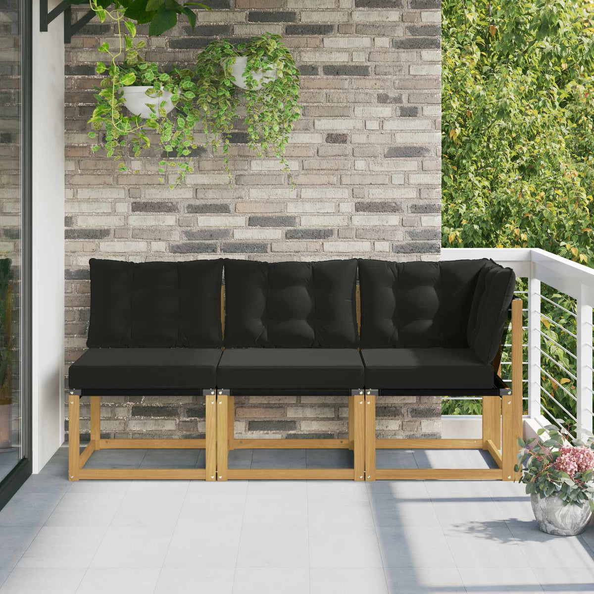 Vidaxl 3 st outdoor midden- en hoeksalon wit