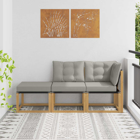 Vidaxl 3 st sectie sofa eenheden massief acaciahout en textilene stof