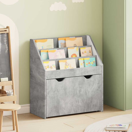 Vidaxl kinderen boekenkast beton grijs 60 x 29,5 x 69 cm bewerkt hout