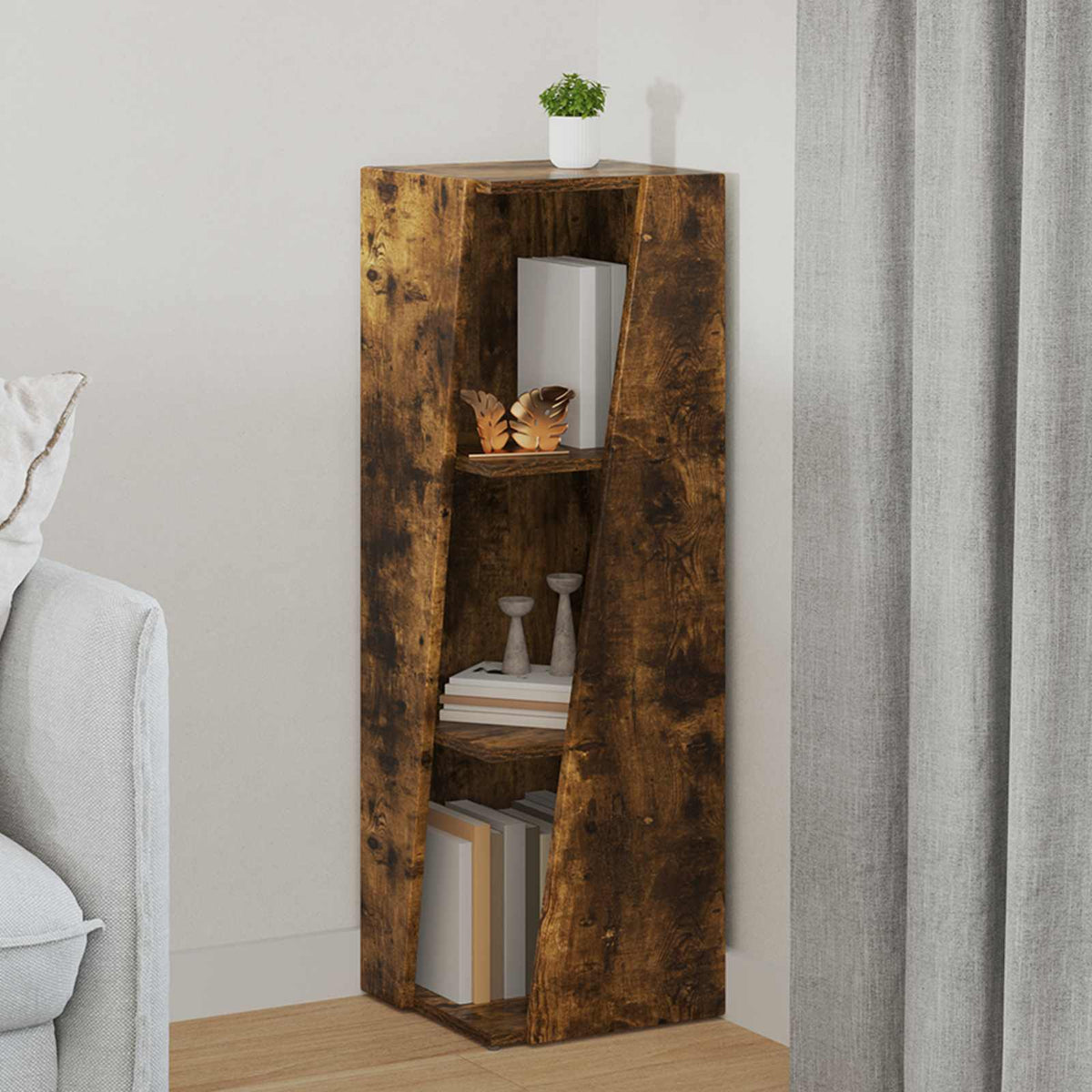 Vidaxl zijplank 33 x 32 x 100,5 cm bewerkt hout gerookt eiken