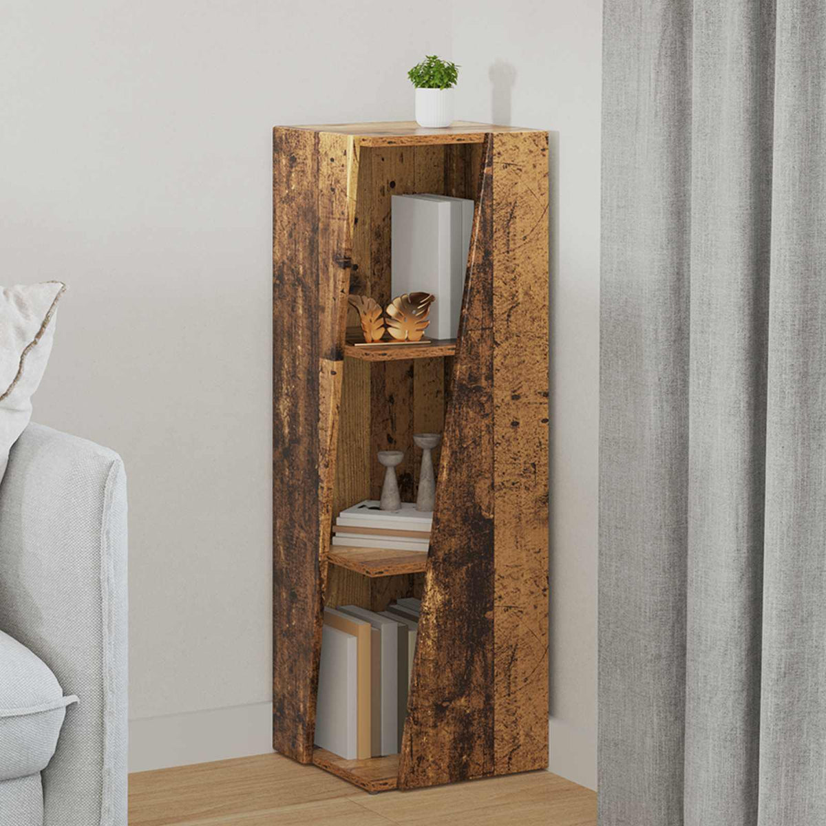 Vidaxl zijplank 33 x 32 x 100,5 cm bewerkt hout oudhout