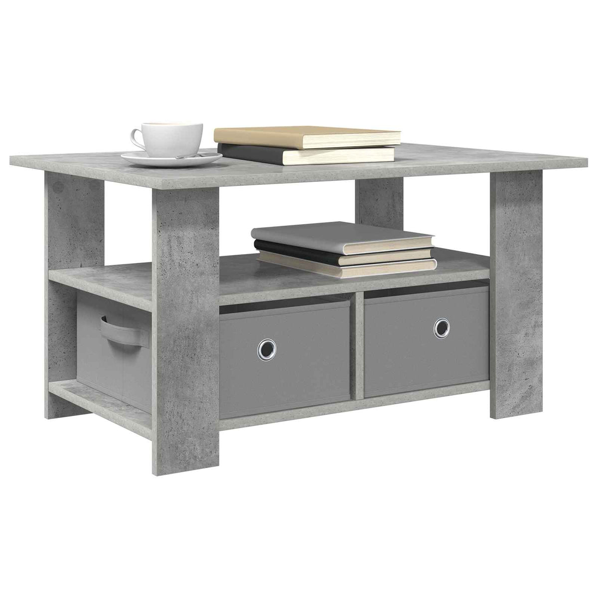 Vidaxl salontafel beton grijs 77 x 55 x 42 cm bewerkt hout