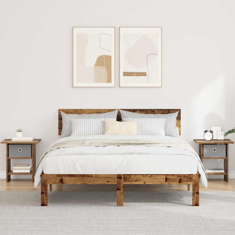 Vidaxl nachtkastje 2 st oudhout 41 x 40 x 45 cm bewerkt hout