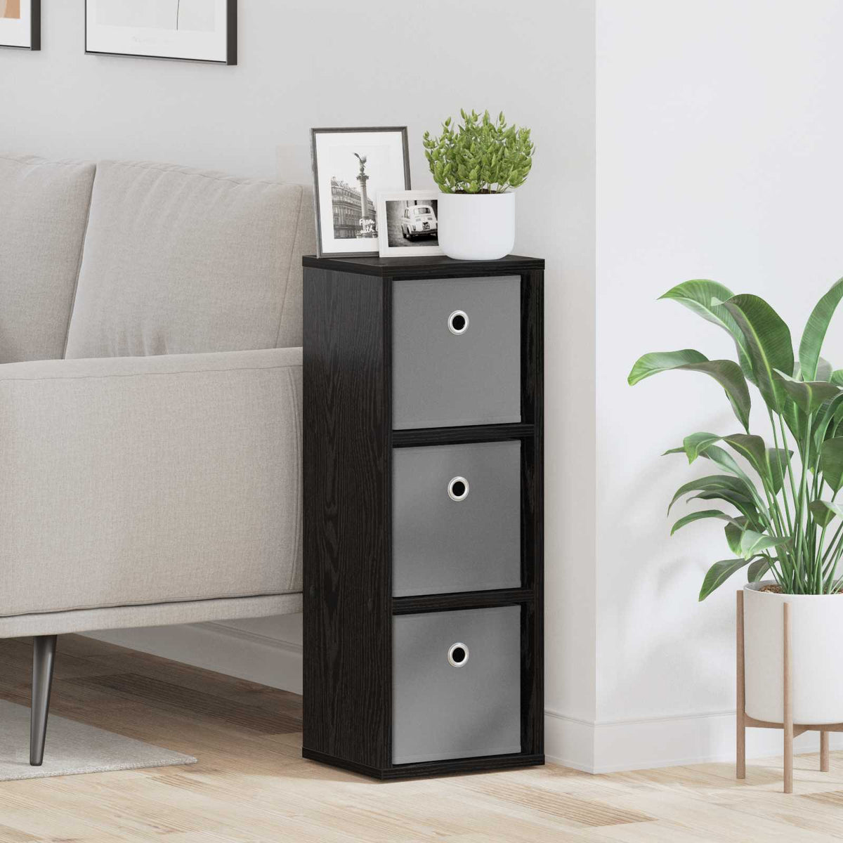 Vidaxl dressoir met lade zwart eiken 25,5 x 22 x 69,5 cm