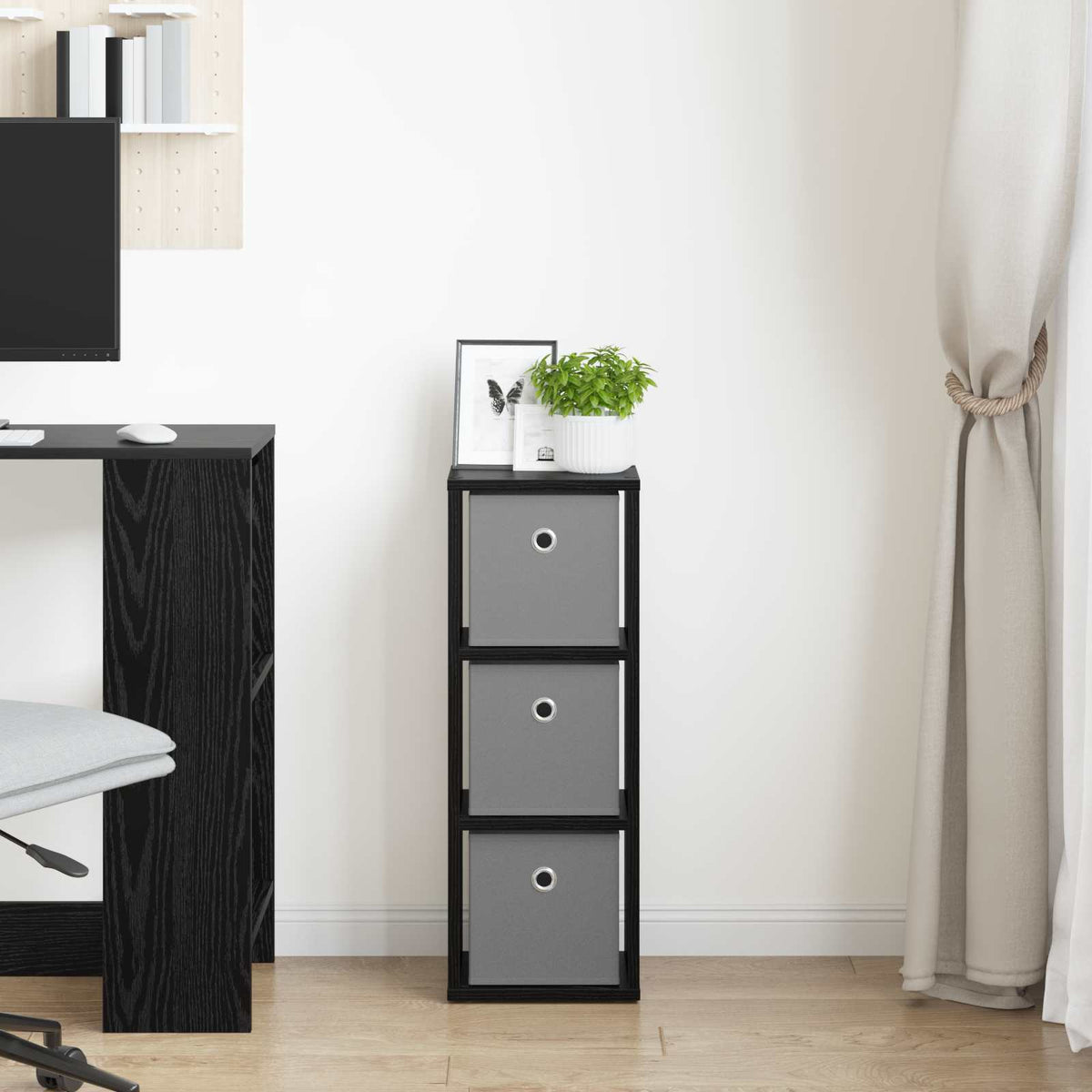Vidaxl dressoir met lade zwart eiken 25,5 x 22 x 69,5 cm