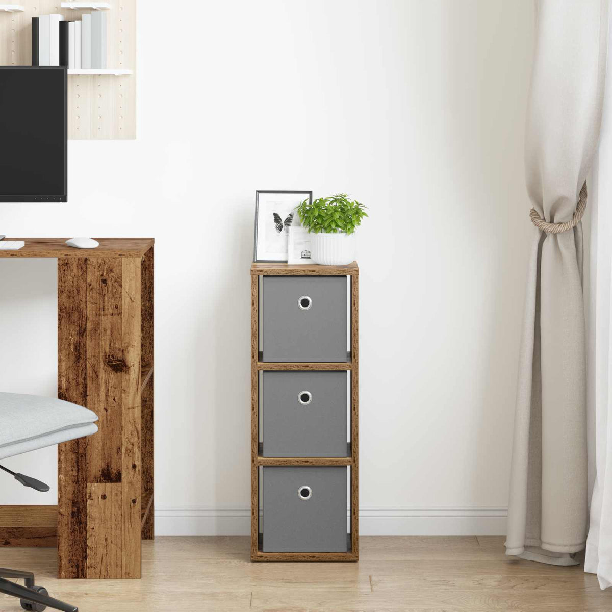 Vidaxl dressoir met lade oudhout 25,5 x 22 x 69,5 cm