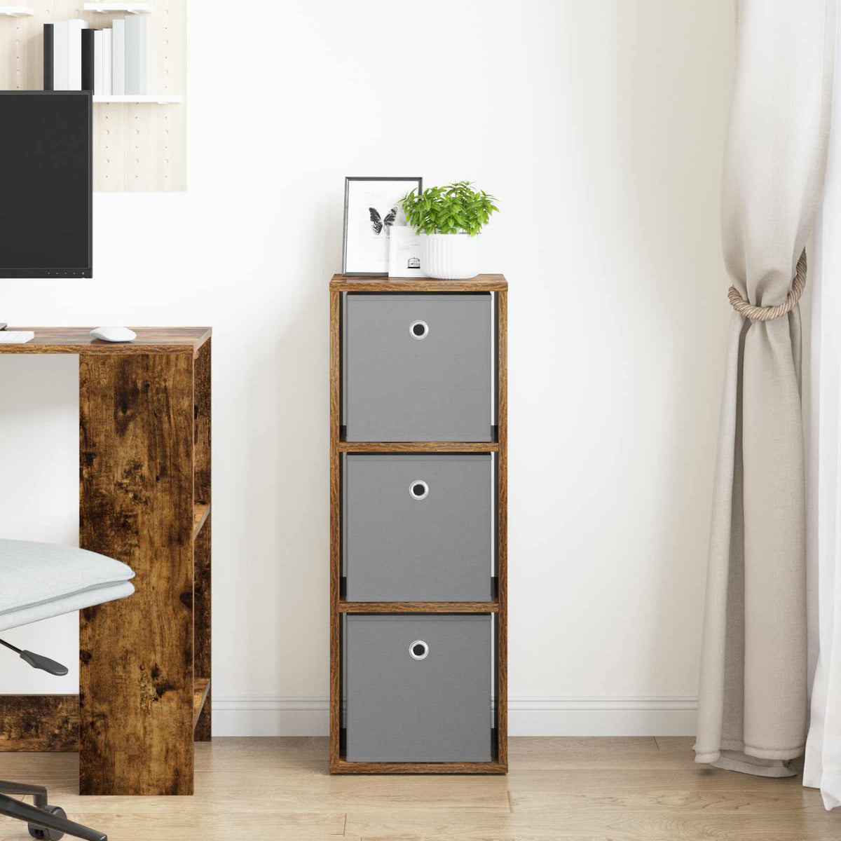 Vidaxl dressoir met lade gerookt eiken 30,5 x 27 x 84,5 cm