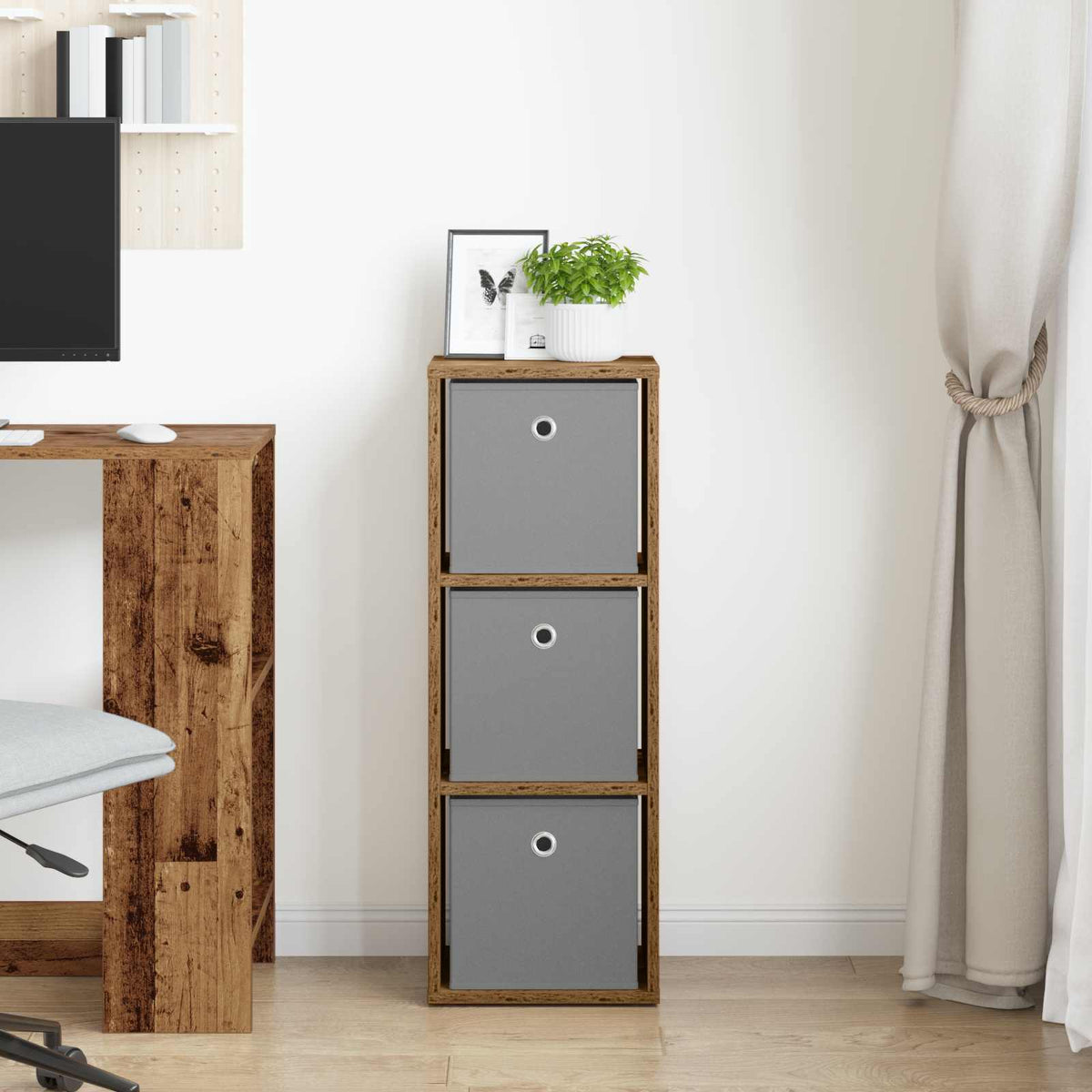Vidaxl dressoir met lade oudhout 30,5 x 27 x 84,5 cm