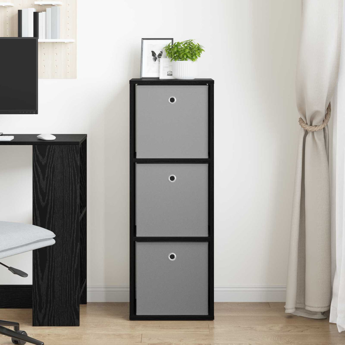 Vidaxl dressoir met lade zwart eiken 35 x 32 x 99,5 cm