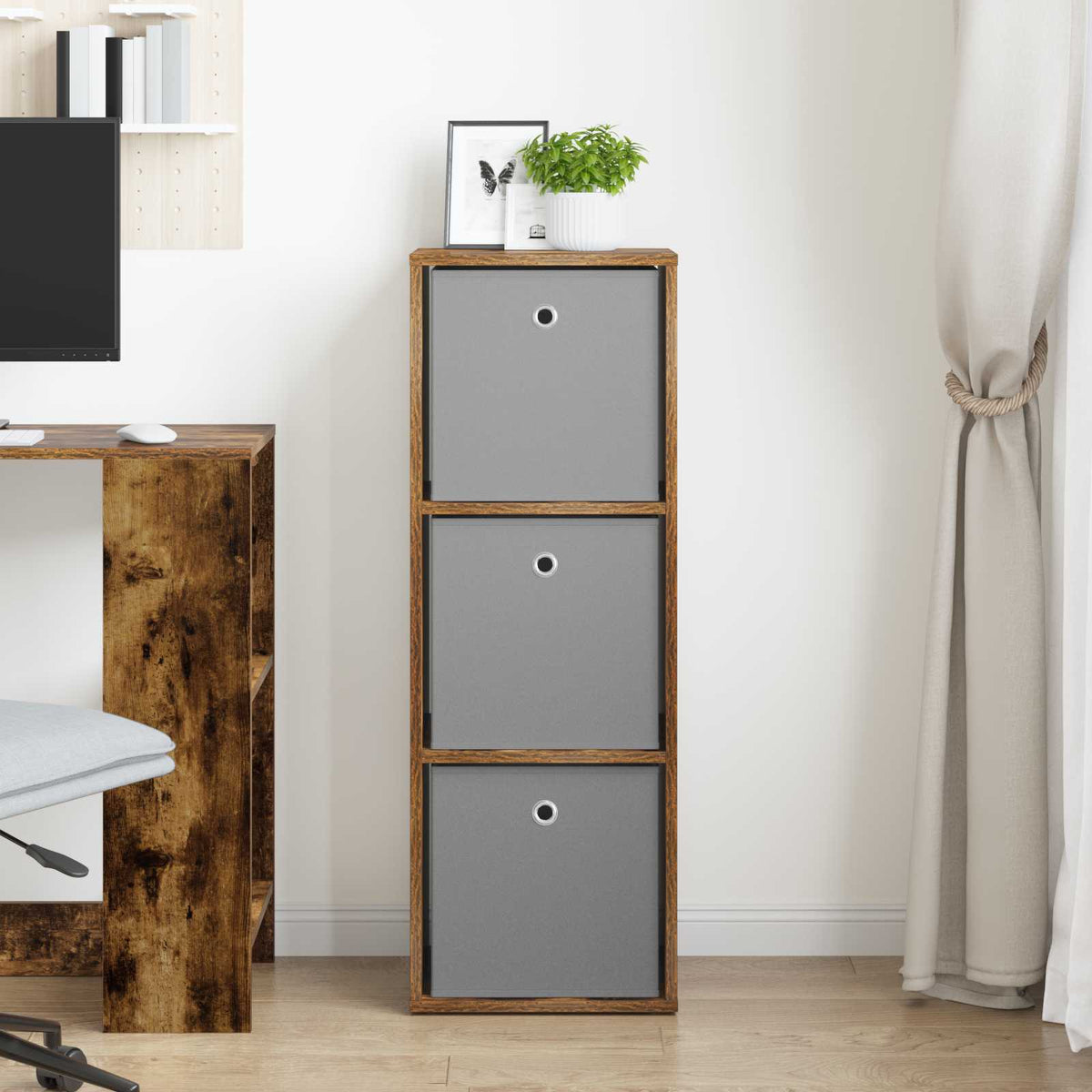 Vidaxl dressoir met lade gerookt eiken 35 x 32 x 99,5 cm