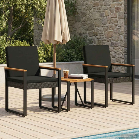 Vidaxl buitenmeubelset 3 st zwart poly rattan