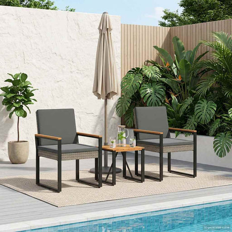 Vidaxl buitenmeubelset 3 st grijs en donkergrijs poly rattan